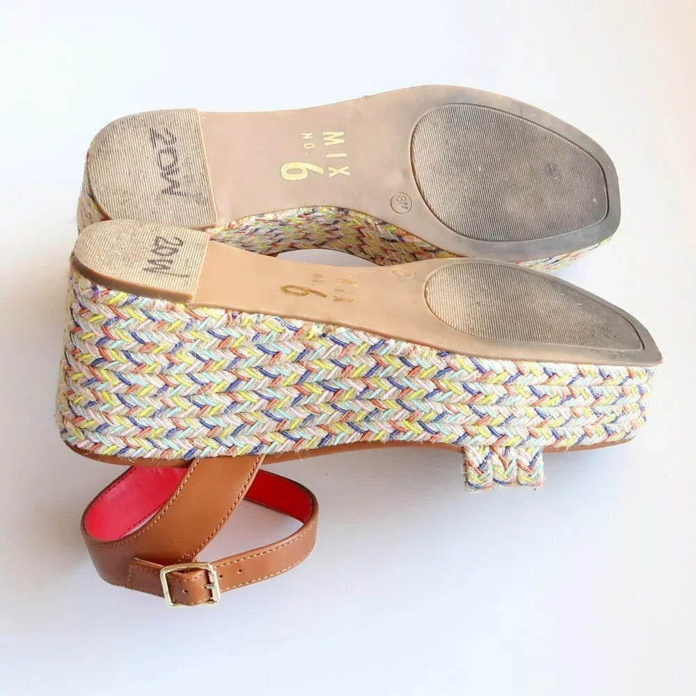 Mix No. 6 Cammie Multicolor Platform Wedge Heel Espadrille Sandals Summer Shoes - Picture 14 of 16